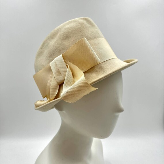 Vintage Zephyr Wool Felt Hat White Ecru Henry Pol… - image 2