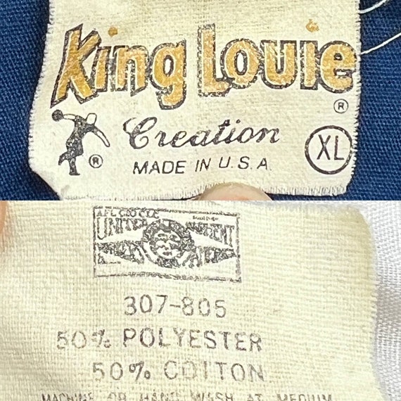 Vintage King Louie Bowling Shirt Blue Short Sleev… - image 3