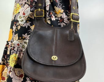 Vintage Coach Crescent Bag Mocha Brown Leather Purse Handbag 9235 Women's 80's