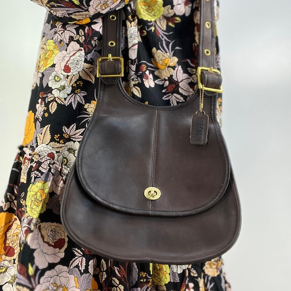 バッグ Vintage Coach Crescent Saddle Bag Purse Vintage Coach Crescent Bag Black Leather Purse Handbag 9235