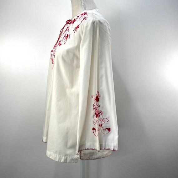 Handmade Embroidered Floral Blouse Bell Sleeves W… - image 5
