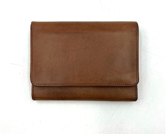 Vintage 80's Unisex Coach Trifold Wallet Water Buffalo Leather British Tan