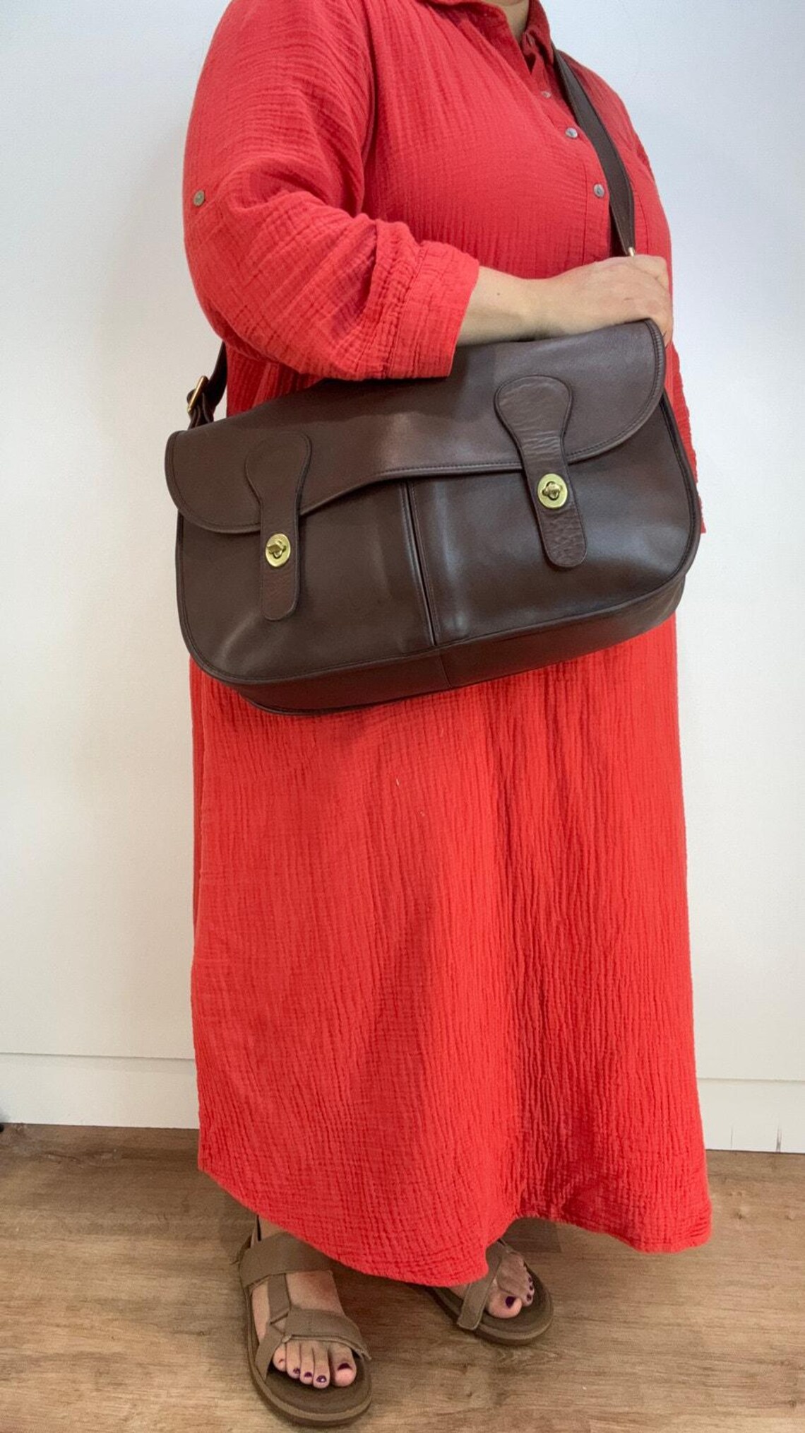 Vintage Coach Carrier Bag Leather Unisex Messenger Handbag, foto 3 di 5
