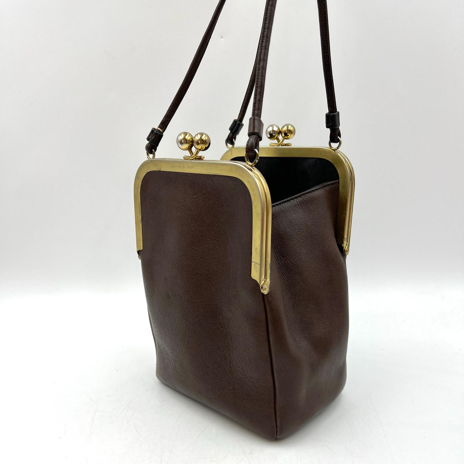 Vintage Coach Double Entry Swinger Bag Brown Leather Women's