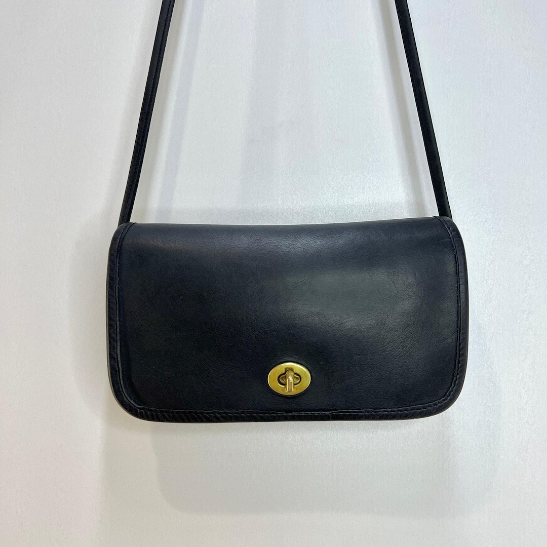 Vintage Coach Dinky Bag 9375 Leather Navy Blue Handbag Crossbody