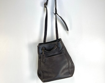 Coach Sonoma Drawstring Natural Grain Chocolate Brown Leather Bag