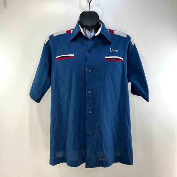 Vintage King Louie Bowling Shirt Blue Short Sleev… - image 1