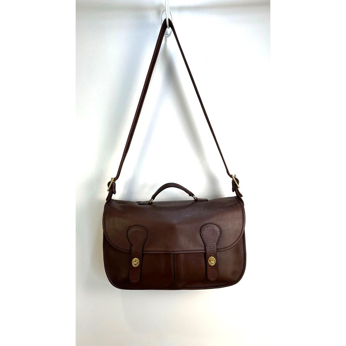 Vintage Coach Carrier Bag Leather Unisex Messenger Handbag, foto 4 di 5