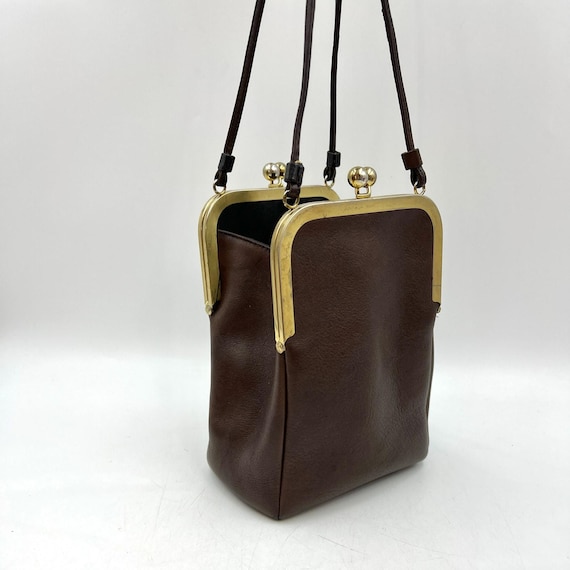 バッグ OLD COACH All Leather Hand Bag 2way Vintage Coach Double Entry Swinger Bag Brown Leather Women's