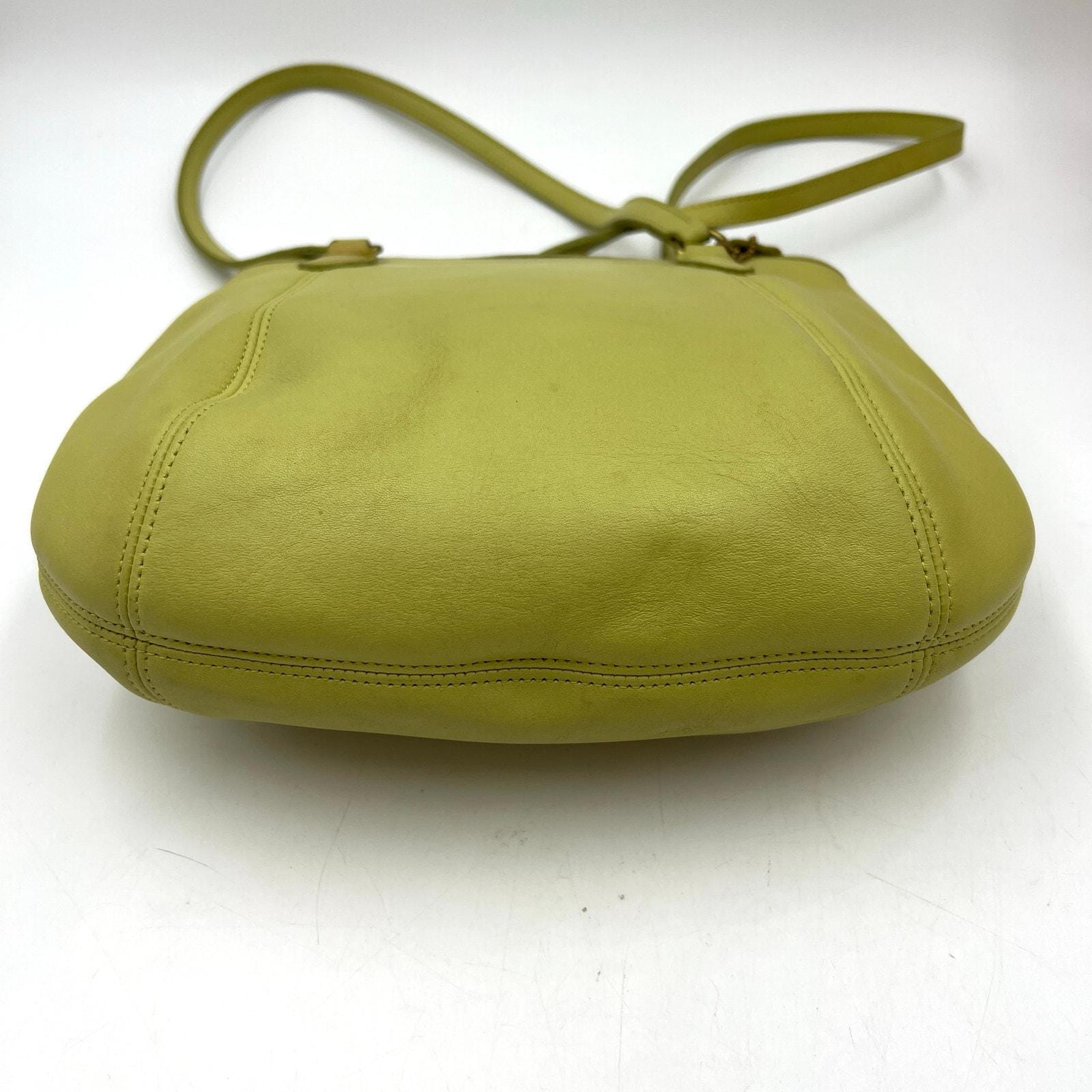 Vintage Coach Medium Framed Pouch Bag 9996 Lime Leather