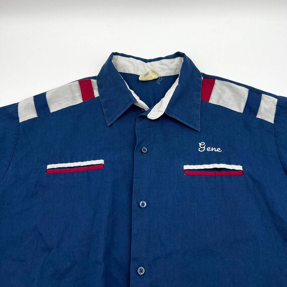 Vintage King Louie Bowling Shirt Blue Short Sleev… - image 4