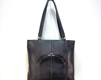 Vintage Coach Skinny Tote 9546 Brown Leather Handbag Purse