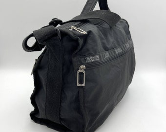Vintage Lesportsac Large Duffle Bag Overnighter Black