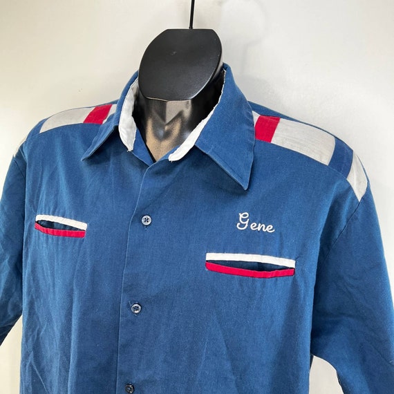 Vintage King Louie Bowling Shirt Blue Short Sleev… - image 2