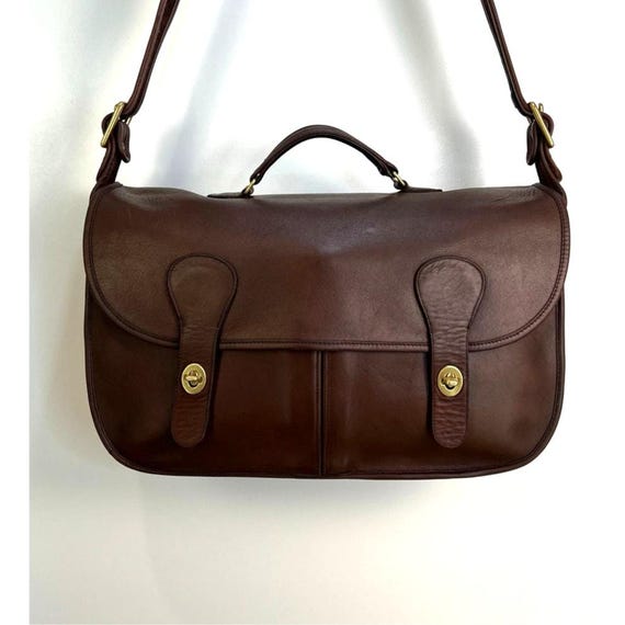 Vintage Coach Carrier Bag Leather Unisex Messenger Handbag