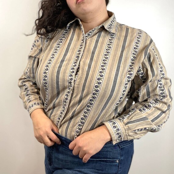 Vintage Dressbarn Stripe Shirt Plus Size Floral N… - image 2