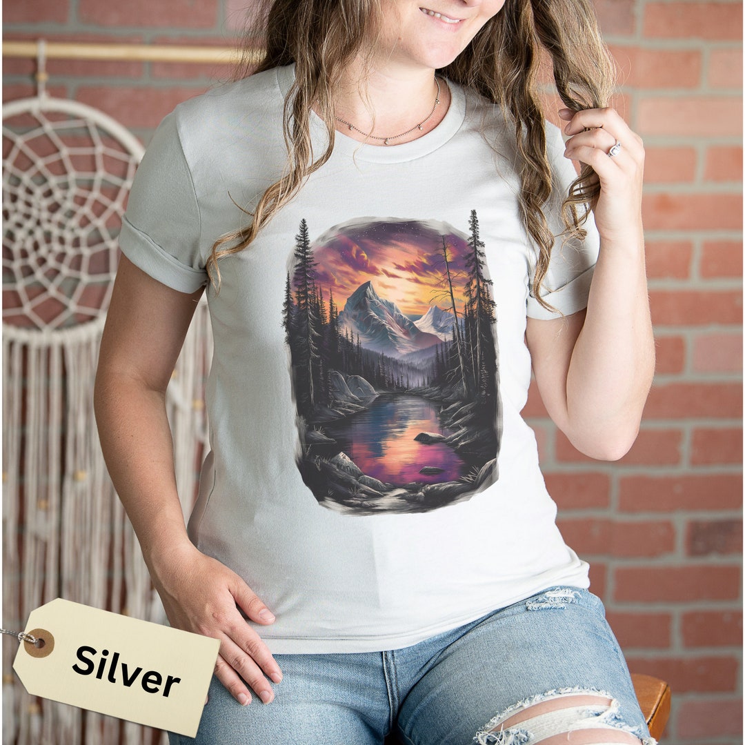 Between the Mountains Sierra Deep Lake T-shirt for Women/Large Size (USA Size) (