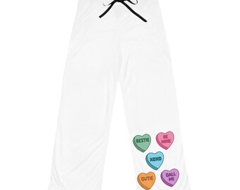Valentine's Day Women's Pajama Pants, Cute Heart Print Lounge Bottoms, Cozy Sleepwear for Her, Romantic Gift for Girlfriends, Comfy