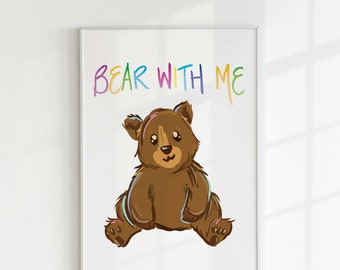 Cute Bear PNG Clipart | Teddy Bear Sublimation Design | Printable Digital Art | Kids Wall Decor | Colorful Nursery Artwork Background