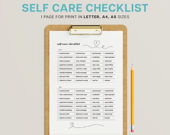 Daily Self Care Planner Everyday Goals Checklist Diary Page To Do List Printable Journal Planner Tasks Mental Physical Wellbeing Journal