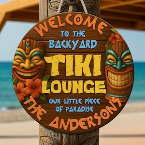 Personalized Tiki Bar Sign: Custom Wood Decor for Pool Bar