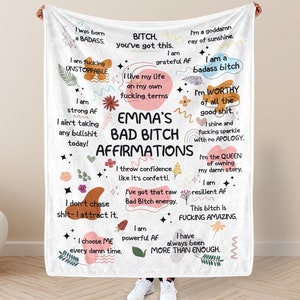 Personalized Bad B*tch Affirmation Blanket: Funny Gag Gift