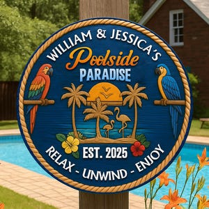 Personalized Pool Sign: Custom Wood Backyard Decor