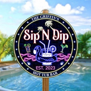 Personalized Hot Tub Wood Sign, Hot Tub Accessories, Bathroom Decor, Patio Porch Home Decor, Pool Sign