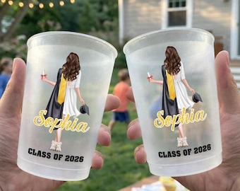 Vaso de graduación personalizado con acabado esmerilado, promoción de 2026, con nombre personalizado.