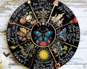 Roda de Madeira do Ano: Calendário Pagão, Decoração de Bruxaria