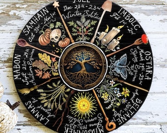 Roda de Madeira do Ano: Calendário Pagão, Decoração de Bruxaria