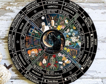 Wooden Wheel Of The Year: Pagan Calendar, Wiccan Decor