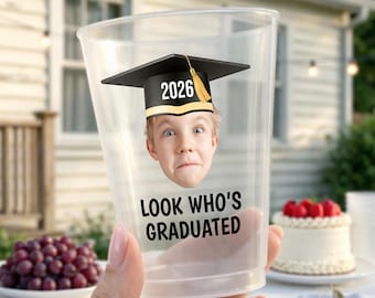Personalized Senior Photo Frosted Cups, Class of 2026 Grad Party Favor Drinkware