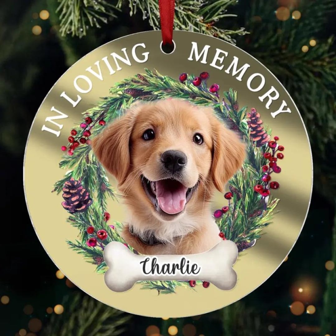 Dog Memorial Ornament, Custom Dog Photo Ornament, Pet Memorial Gifts ...