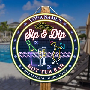 Personalized Hot Tub Wood Sign, Hot Tub Accessories, Bathroom Decor, Patio Porch Home Decor, Pool Sign
