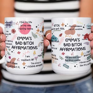 Taza divertida con afirmaciones de "Mala Perra" para compañeros de trabajo, amigos, autoregalo, recordatorio diario, taza con groserías, afirmación de groserías, taza con vibras positivas