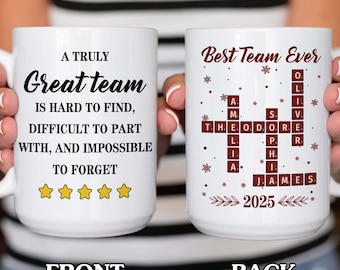 Taza personalizada para el equipo de ensueño: diseño personalizado con nombre en Scrabble, reconocimiento a los empleados