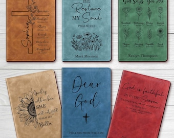 Personalized Christian Leather Journal – Bible Verse Notebook