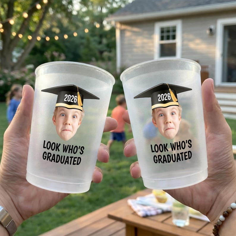 Personalized Senior Photo Frosted Cups, Class of 2026 Grad Party Favor ...
