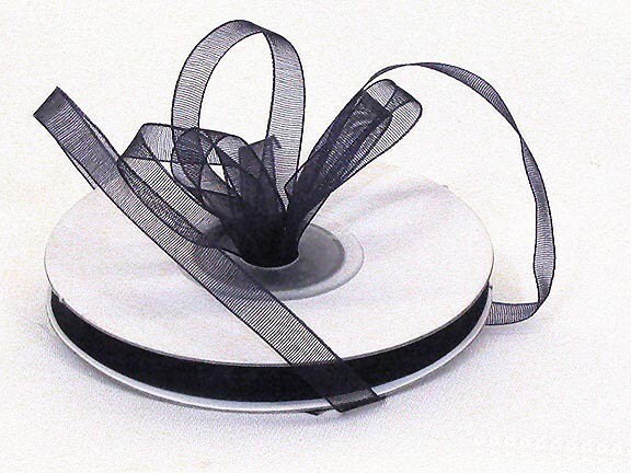 20 Yards 60 Feet // Pretty Black Organza Ribbon 1/4 inch