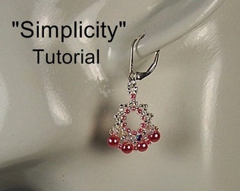 Bead Tutorial, Simplicity Earrings, Swarovski Crystal, Pearl, PDF Instant Download