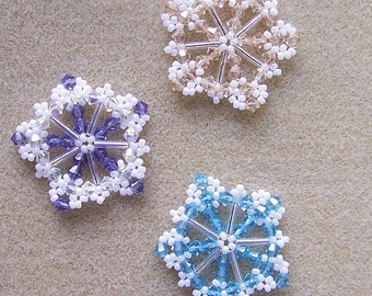 Tutorial, Beaded Ornament Puffy Swarovski Snowflake - Instant Download