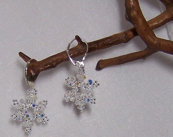 Tutorial, Beaded Swarovski Snowflake Earrings - Instant Download