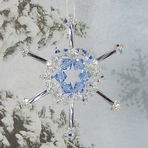 Tutorial, Ornamento di fiocchi di neve con perline, cristalli Swarovski Arctic Ice - Download immediato