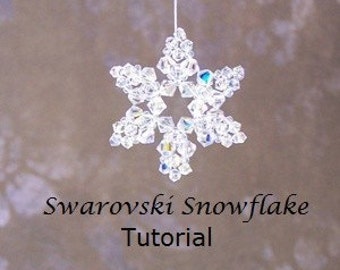 Tutorial, Beaded Ornament Snowflake, Swarovski Crystals - Instant Download