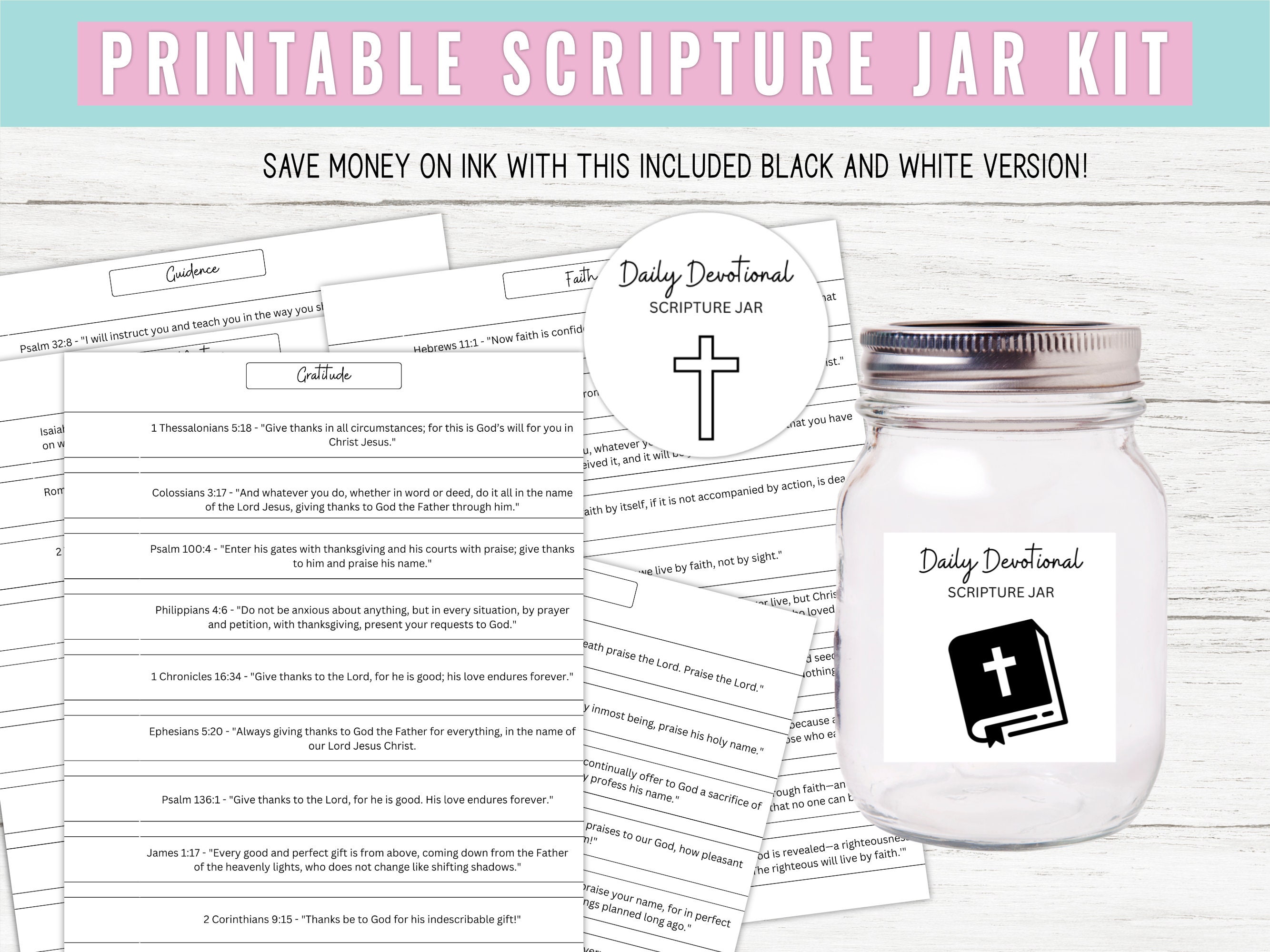 Scripture Jar Printable, Printable Scripture Jar, Prayer Jar, Scripture ...