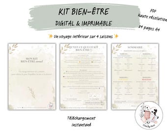 Printable 4 Seasons Annual Wellness Kit | Gratitude Journal PDF | Personal Development Self-Care | Undated Wellness Planner
