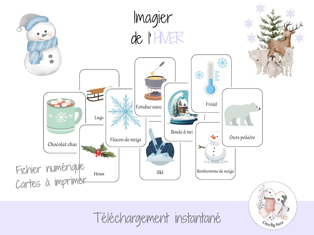Imagier De L'hiver – 32 Cartes Éducatives - Nomenclature Montessori ...