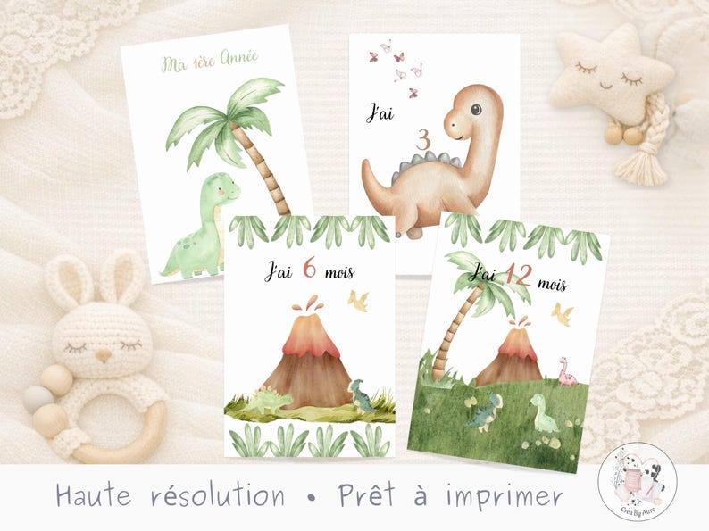 Printable Baby Milestone Cards - Dinosaur Theme | PDF Milestone Cards ...