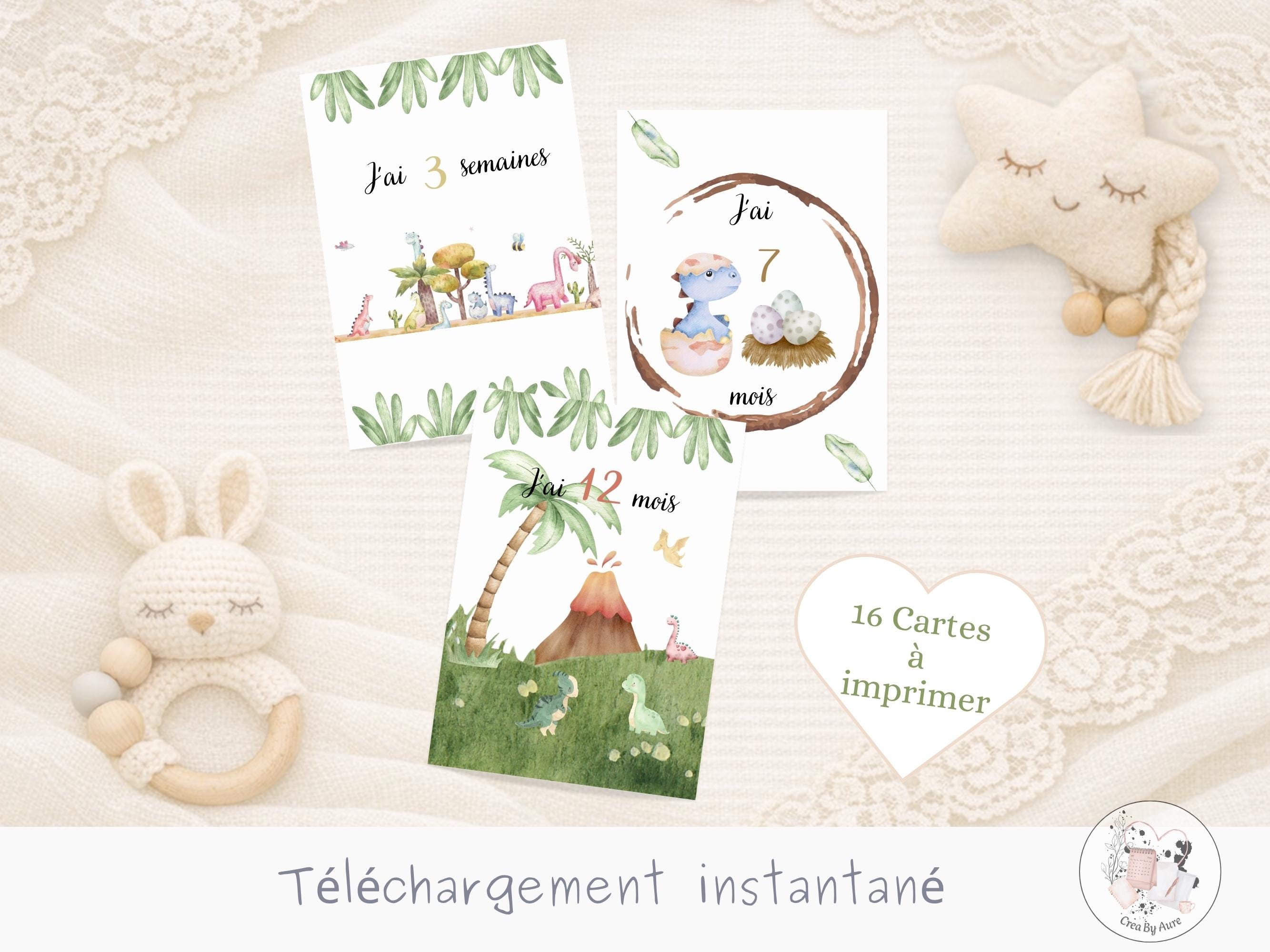 Printable Baby Milestone Cards - Dinosaur Theme | PDF Milestone Cards ...